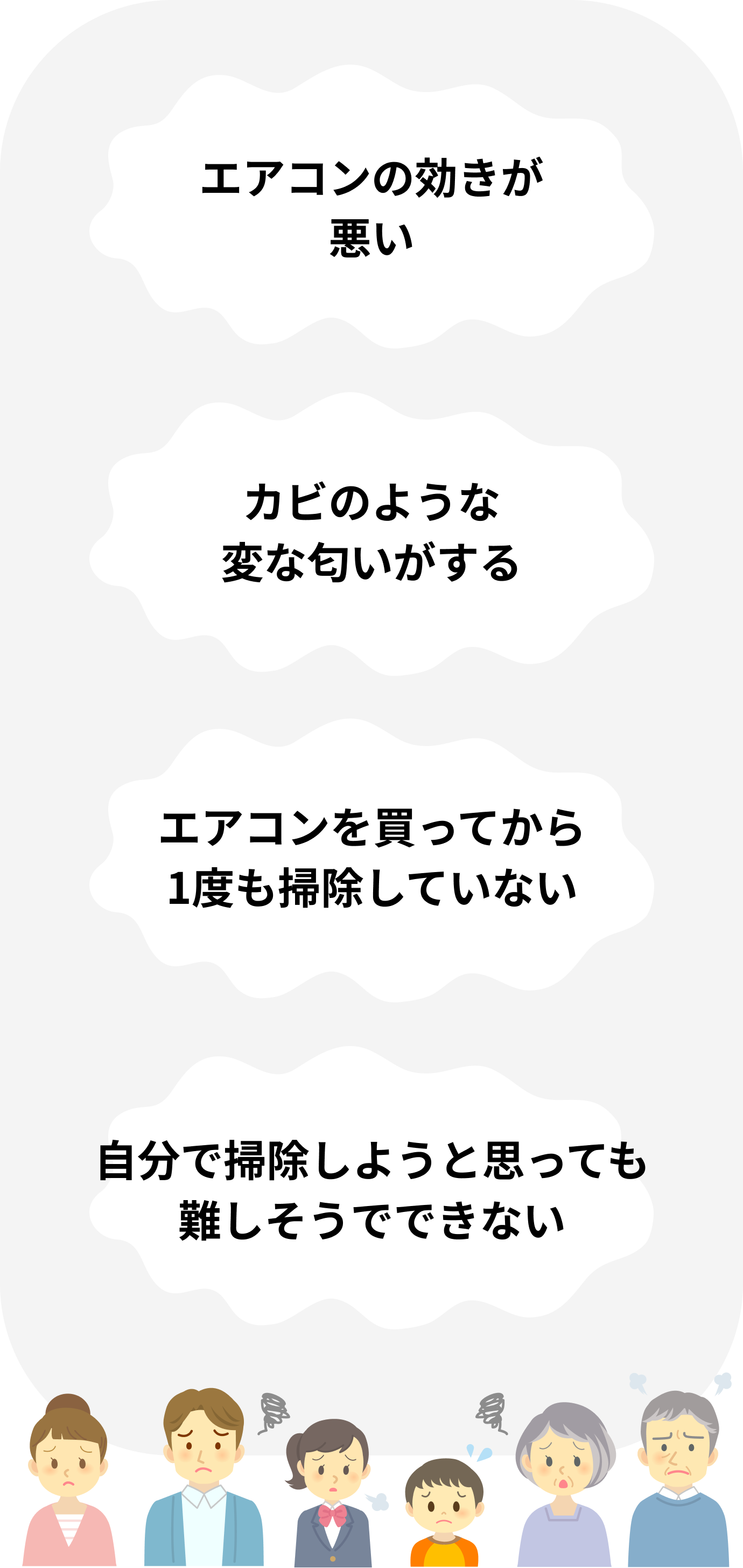 建物が老朽化していて工事が必要 お風呂のカビや結露がひどくなってきた エアコンの効きが悪くて電気代が高い 換気扇から嫌な臭いがする